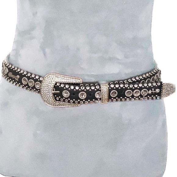 Kippys Belt Swarovski Crystal Rhinestone Cowgirl Western Black Leather Bling 32